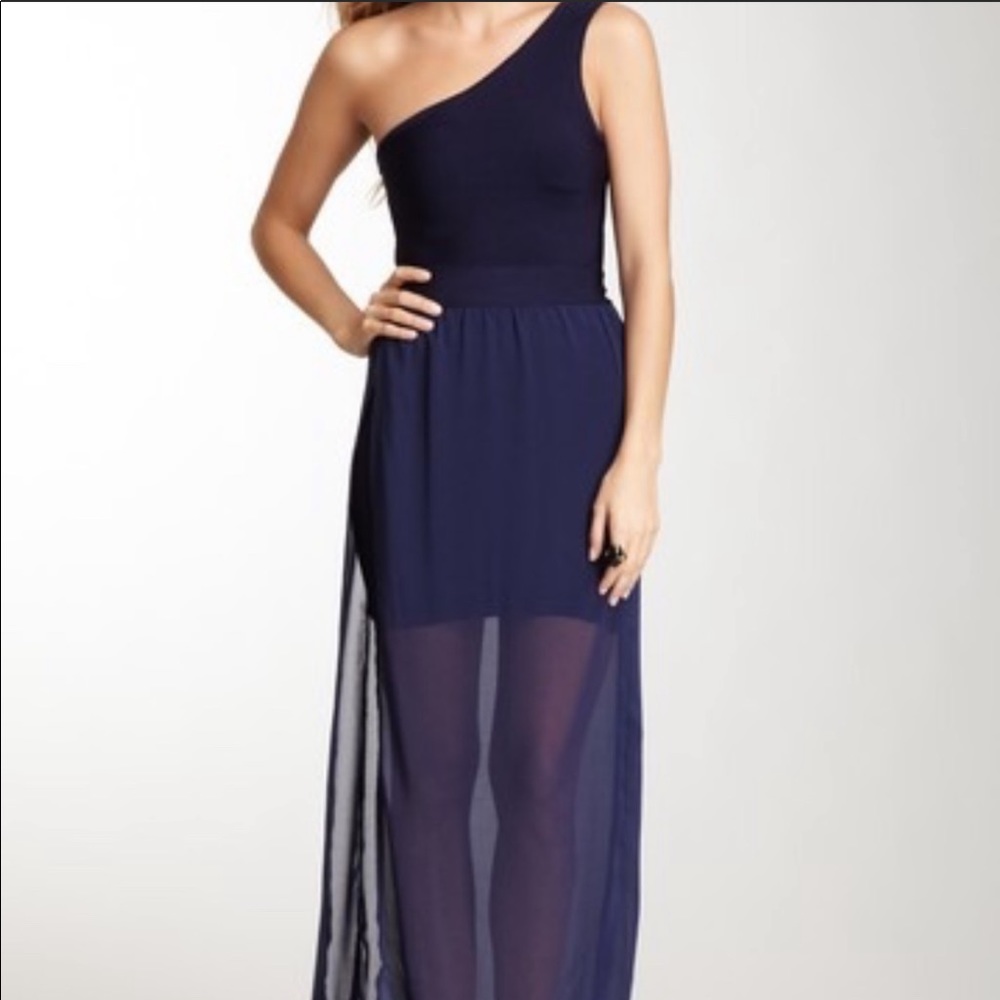 Navy one shoulder Stretta Dress - S